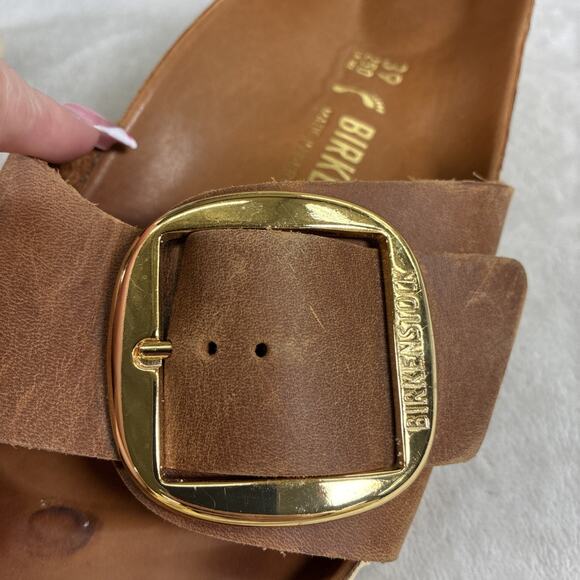 Birkenstock Madrid Big Buckle Sandals In Oiled Leather T-Strap Sandals Sz 39/8 - Picture 11 of 16